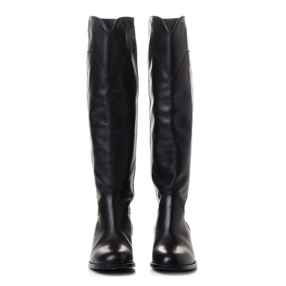 Chanel Calfskin Ascot Riding Boots 36.5 Black 2 of 11