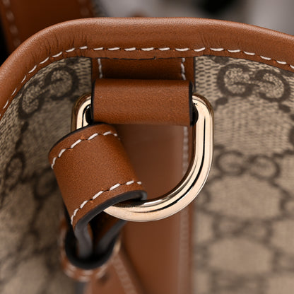 Gucci GG Supreme Monogram Medium Emblem Bucket Bag Beige Brown 11 of 11