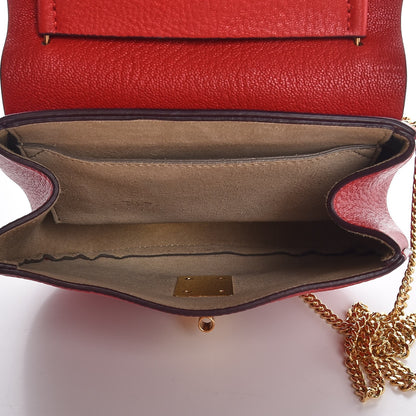 Chloe Grained Lambskin Mini Drew Shoulder Bag Plaid Red 5 of 8