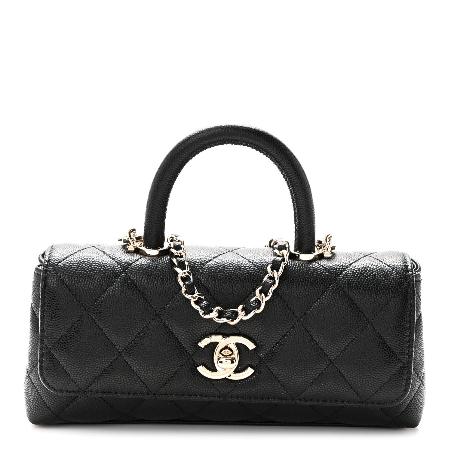 Chanel Caviar Quilted Coco Handle East West Clutch With Chain Black 1 of 11