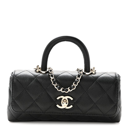 Chanel Caviar Quilted Coco Handle East West Clutch With Chain Black 1 of 11