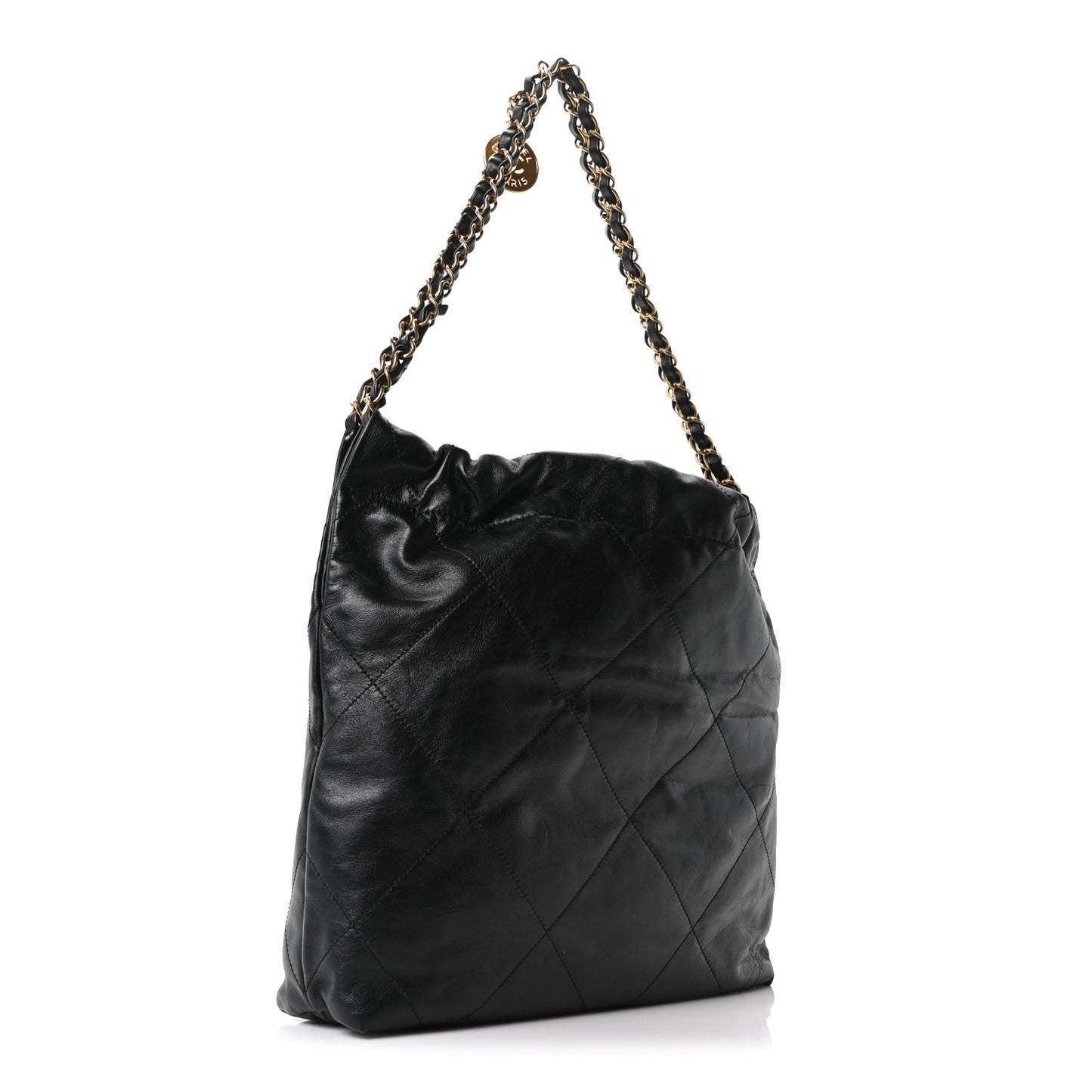 Shiny Calfskin Quilted Small Chanel 22 Black
