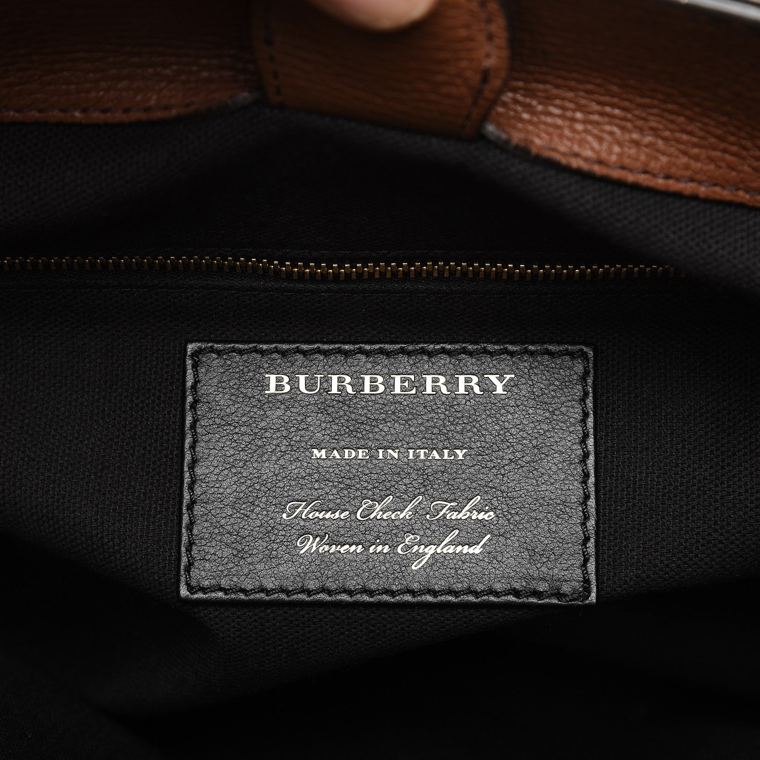 Burberry Grainy Calfskin House Check Medium Banner Tote Tan 7 of 14