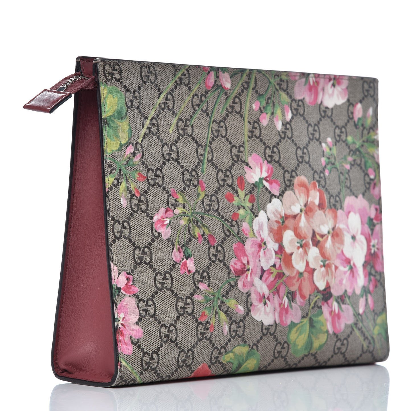 GG Supreme Monogram Blooms Large Cosmetic Case Beige Multicolor Dry Rose