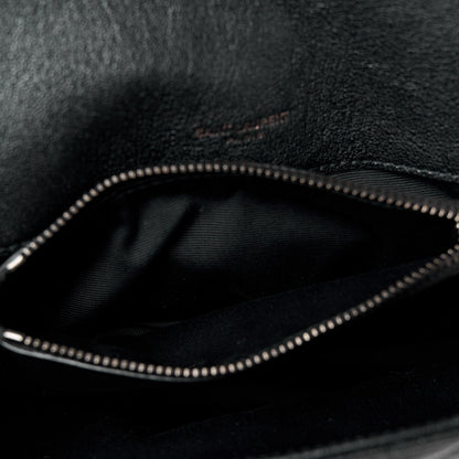 Saint Laurent Sheepskin Matelasse Chevron Monogram Medium College Bag Black 12 of 12