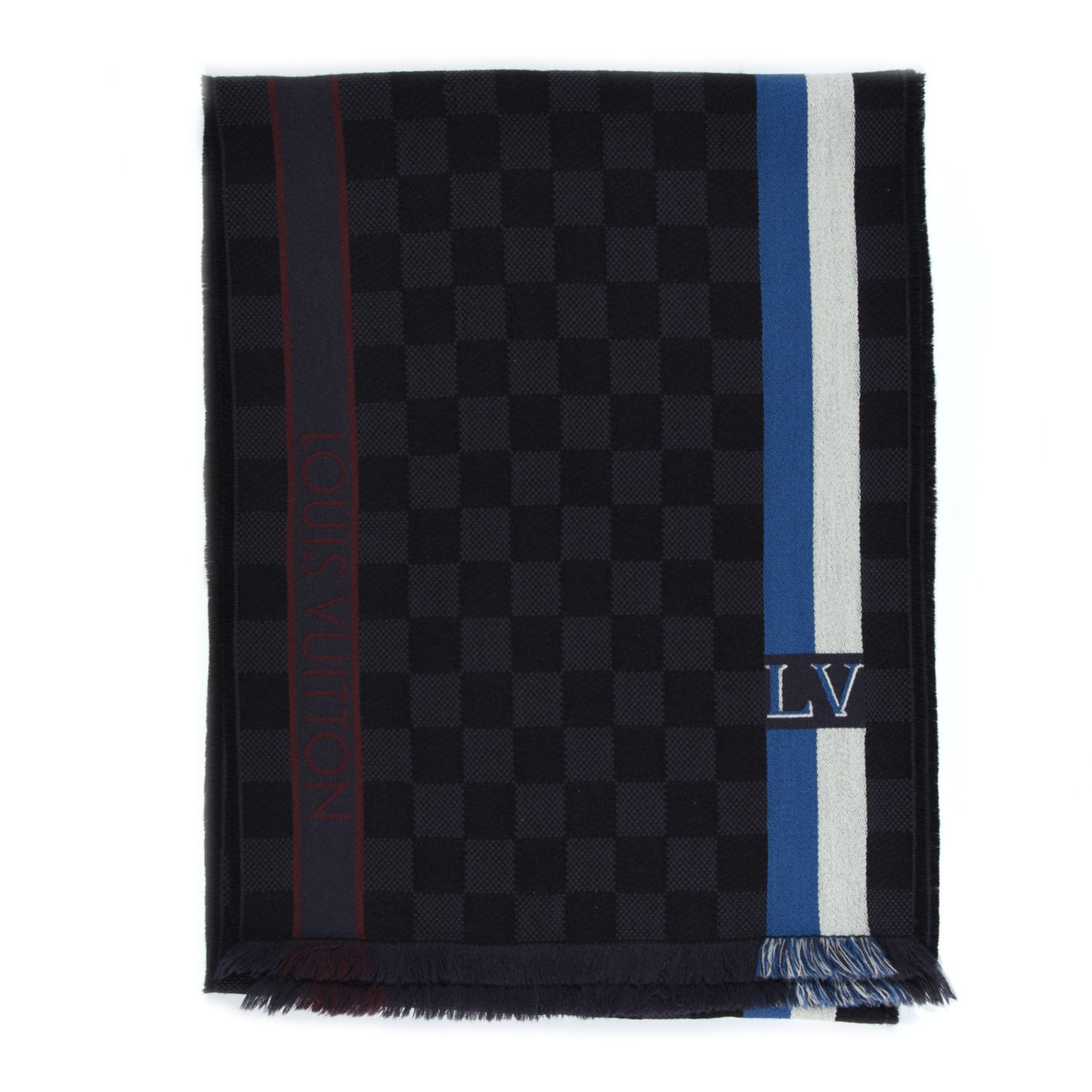 Wool Damier Messager Scarf Black Grey