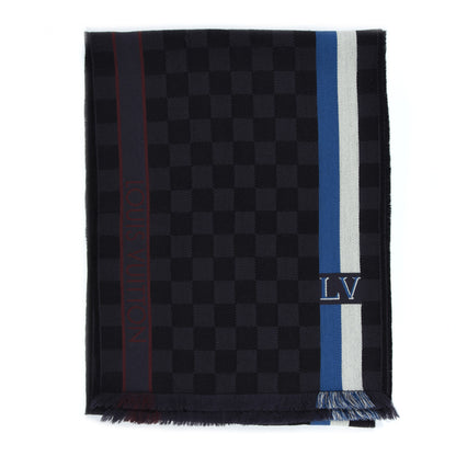 Louis Vuitton Wool Damier Messager Scarf Black Grey 3 of 4