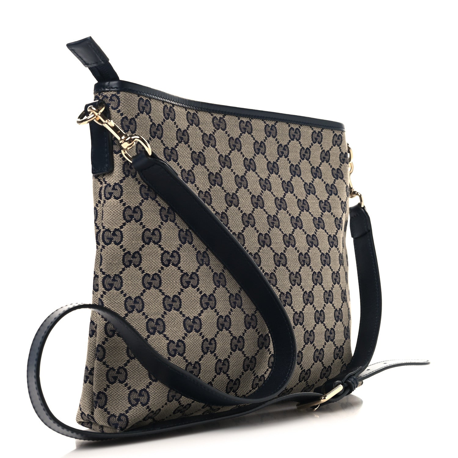 Gucci GG Supreme Monogram Web Flat Messenger Bag Navy 1874896