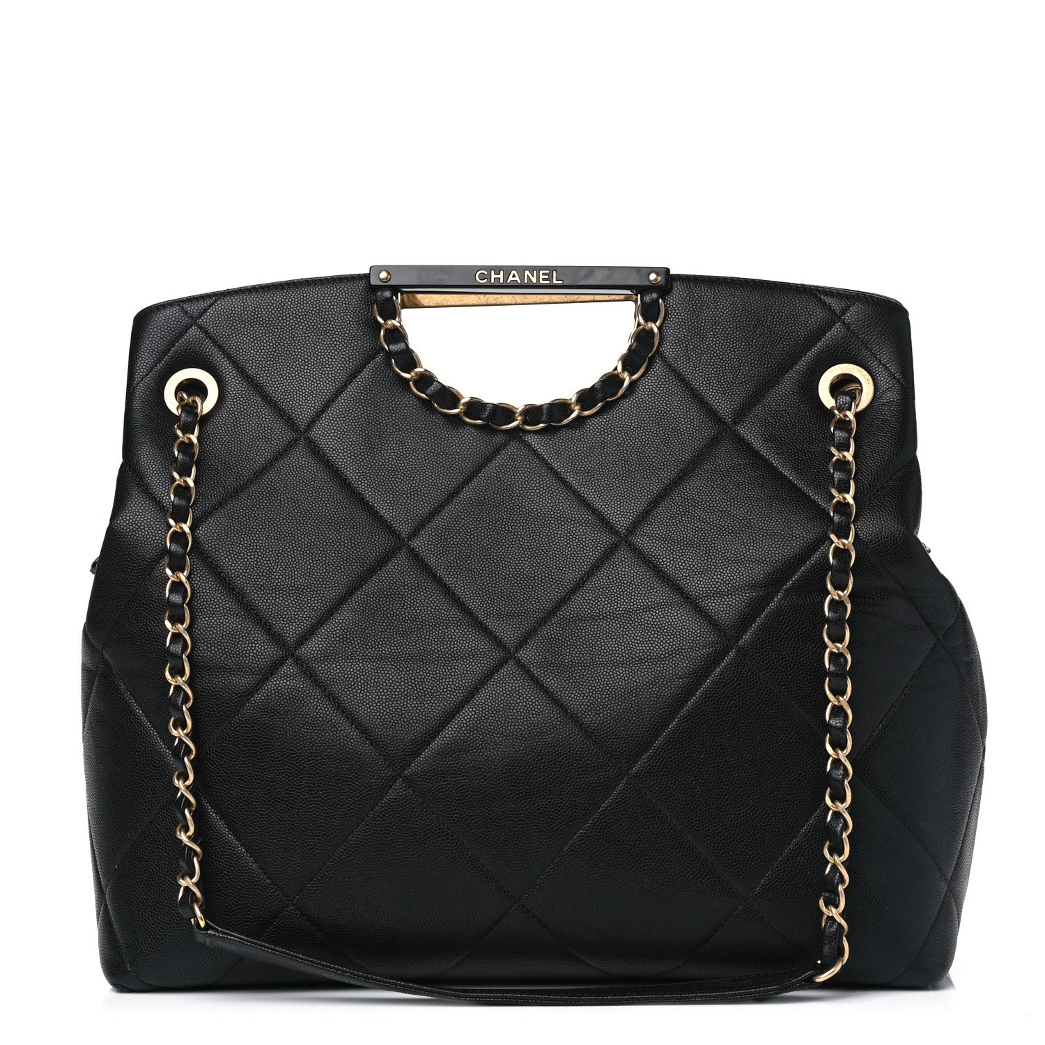 Chanel Caviar Quilted Large A Real Catch Shopping Bag Black 1 of 14