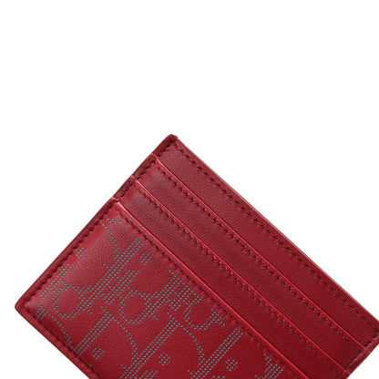 Christian Dior Calfskin Oblique Galaxy Perforated Card Holder Red White 8 of 8