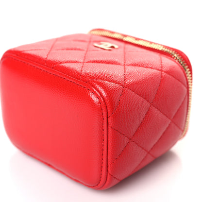 Chanel Caviar Quilted Mini Vanity Case With Chain Red 9 of 9