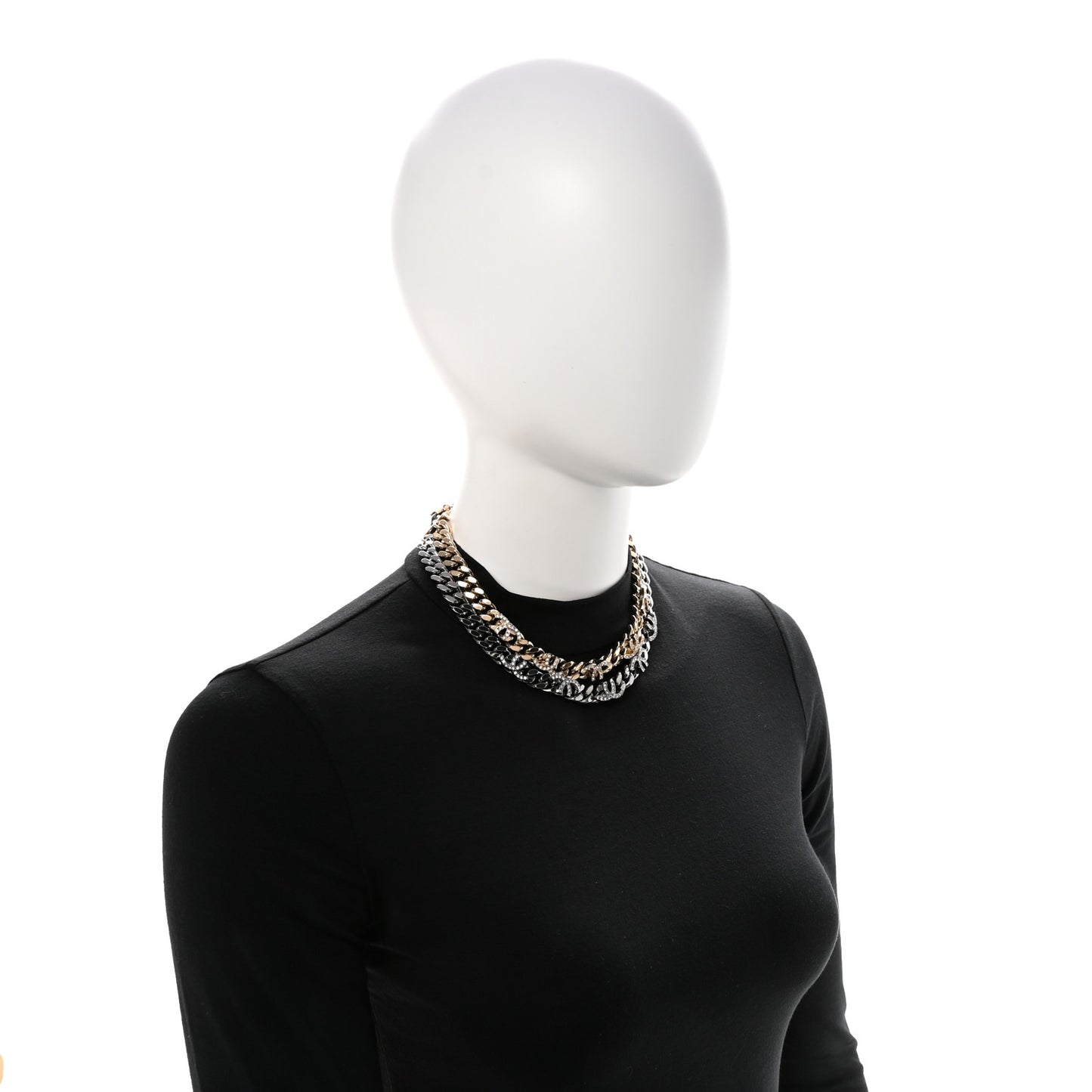 Crystal Chain CC Link Choker Gold Ruthenium