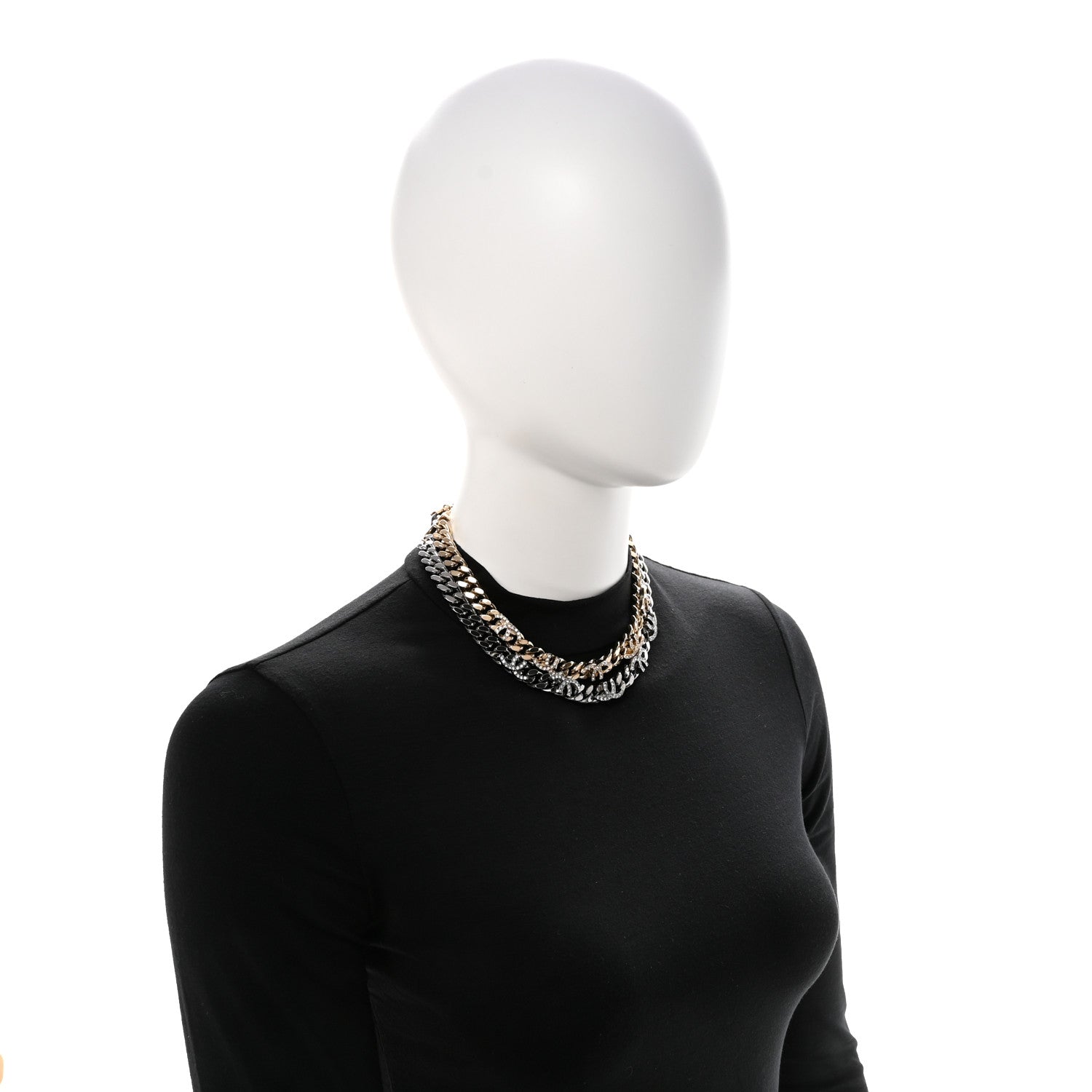 Chanel Crystal Chain CC Link Choker Gold Ruthenium 2 of 7