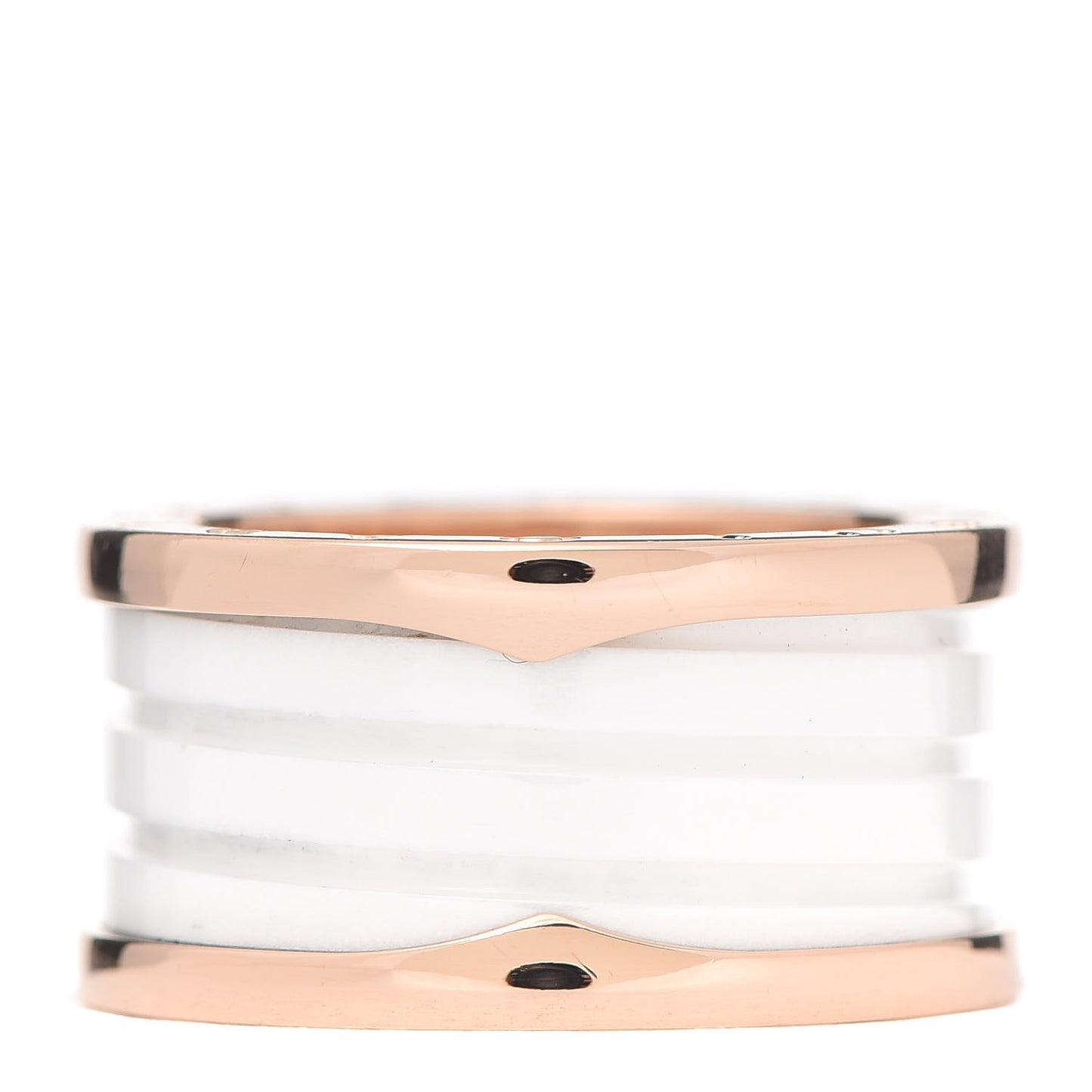 18K Rose Gold White Ceramic B.Zero1 Four-Band Ring 57 8