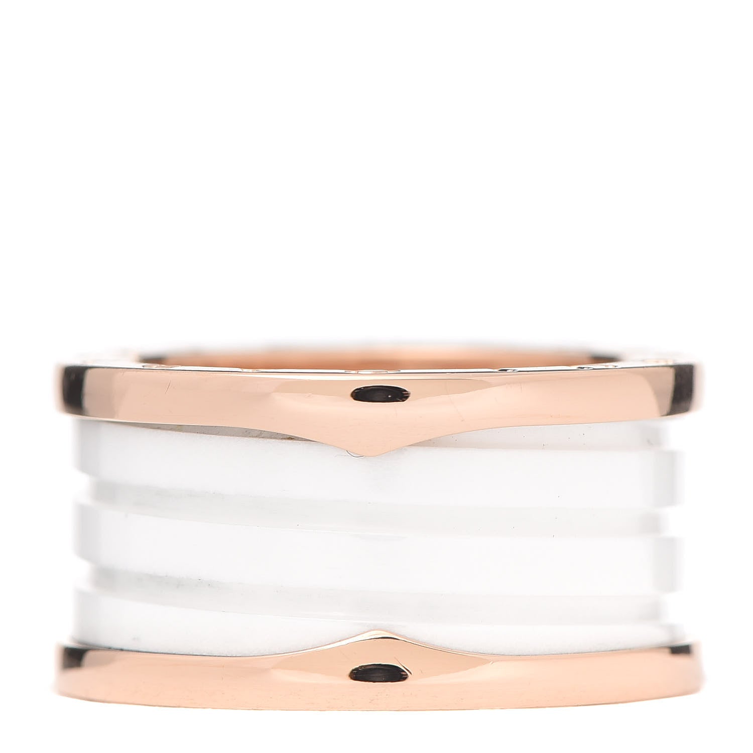 Bulgari 18K Rose Gold White Ceramic B.Zero1 Four-Band Ring 57 8 1 of 6