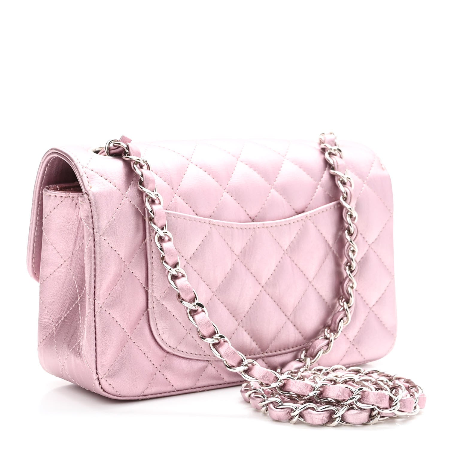 Chanel Metallic Calfskin Quilted Mini Rectangular Flap Pink 3 of 10