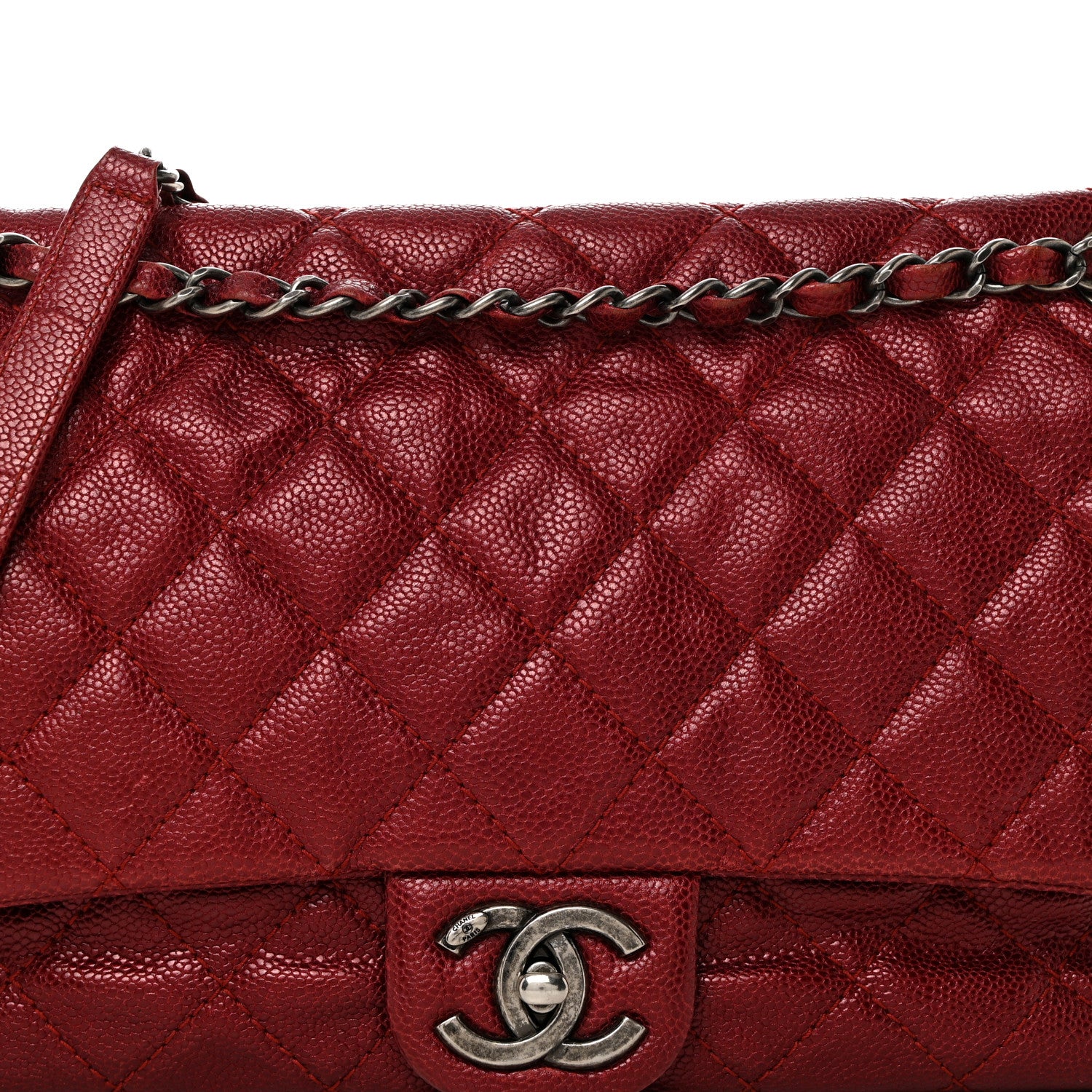 Chanel Iridescent Caviar Quilted Large Chic Flap Red 8 of 14