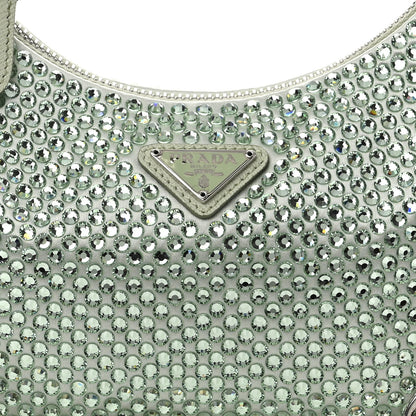 Prada Satin Crystal Re-Edition 2005 Shoulder Bag Acqua 10 of 12