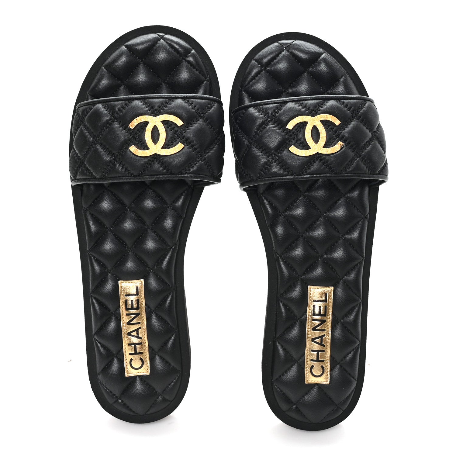 Chanel Lambskin Quilted Textured CC Mules Sandals 39 Black 2 of 9