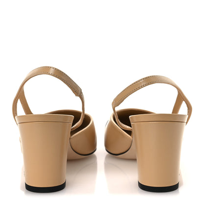 Chanel Goatskin Grosgrain Cap Toe CC Slingback Pumps 40 Beige Black 6 of 11
