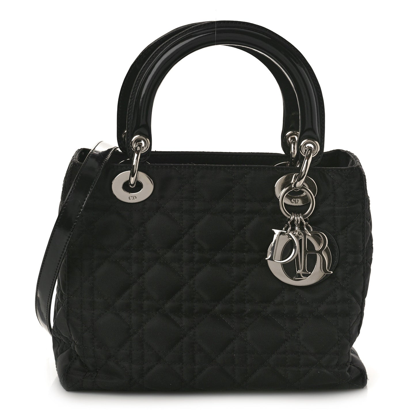 Nylon Cannage Medium Lady Dior Black