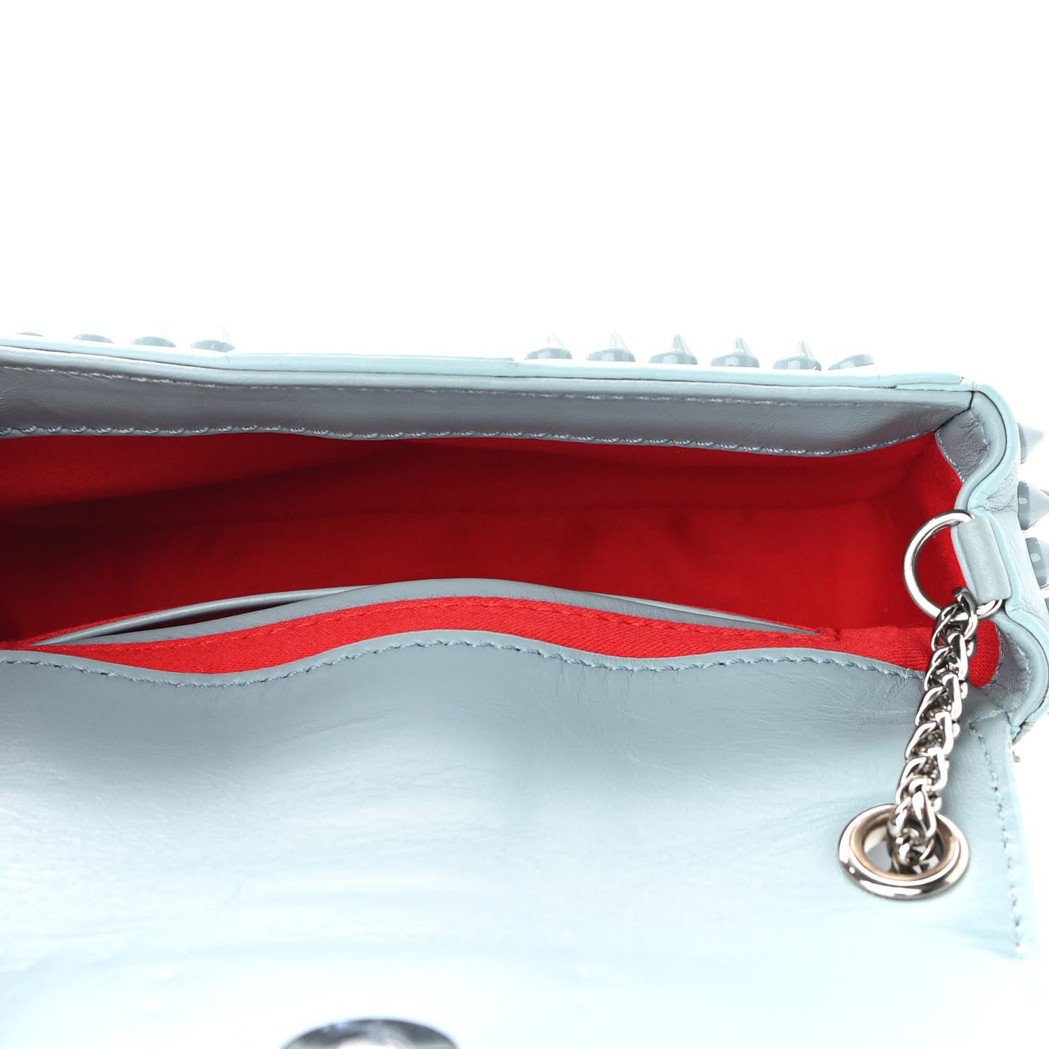 Christian Louboutin Calfskin Spikes Sweety Charity Shoulder Bag Blue 5 of 8