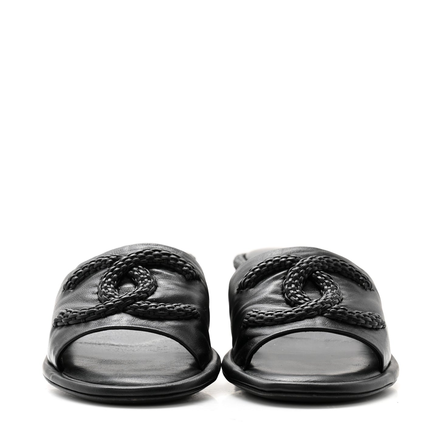 Lambskin CC Braided Mules 38 Black