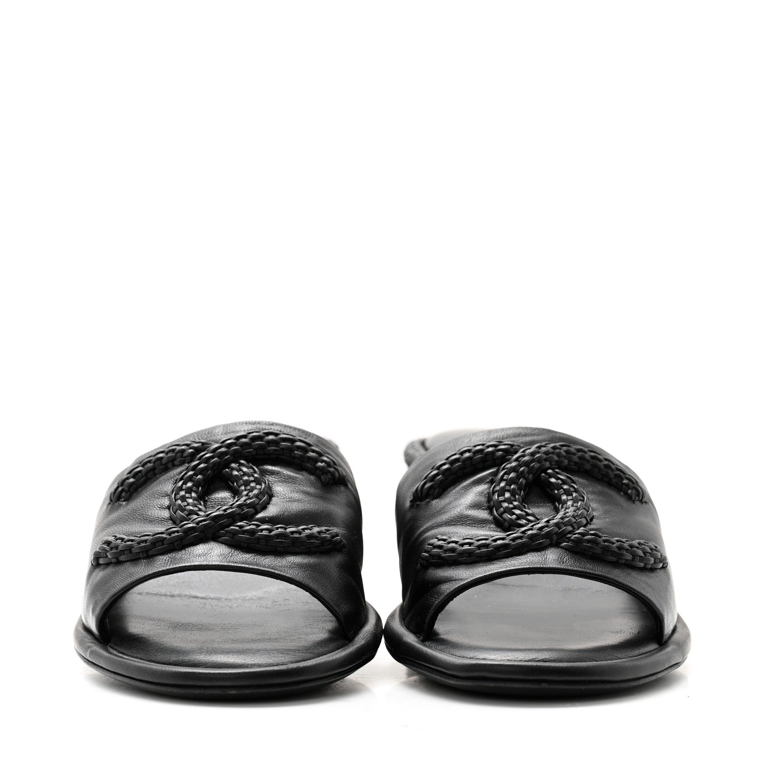 Chanel Lambskin CC Braided Mules 38 Black 2 of 9