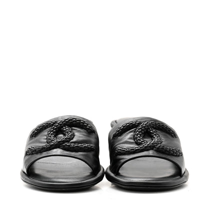 Chanel Lambskin CC Braided Mules 38 Black 2 of 9