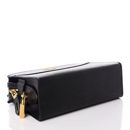 Prada Saffiano City Calfskin Esplanade Crossbody Bag Black 3 of 8