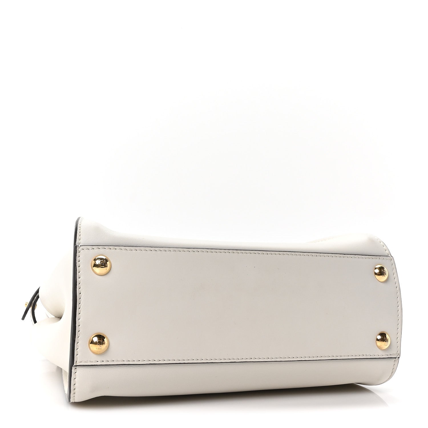 Fendi Vitello Seta Suede FF Mini Peekaboo Iconic Satchel White Ice 4 of 9