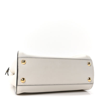 Fendi Vitello Seta Suede FF Mini Peekaboo Iconic Satchel White Ice 4 of 9