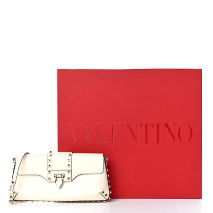 Valentino Garavani Brushed Calfskin Rockstud Flip Lock Chain Shoulder Bag White 12 of 12