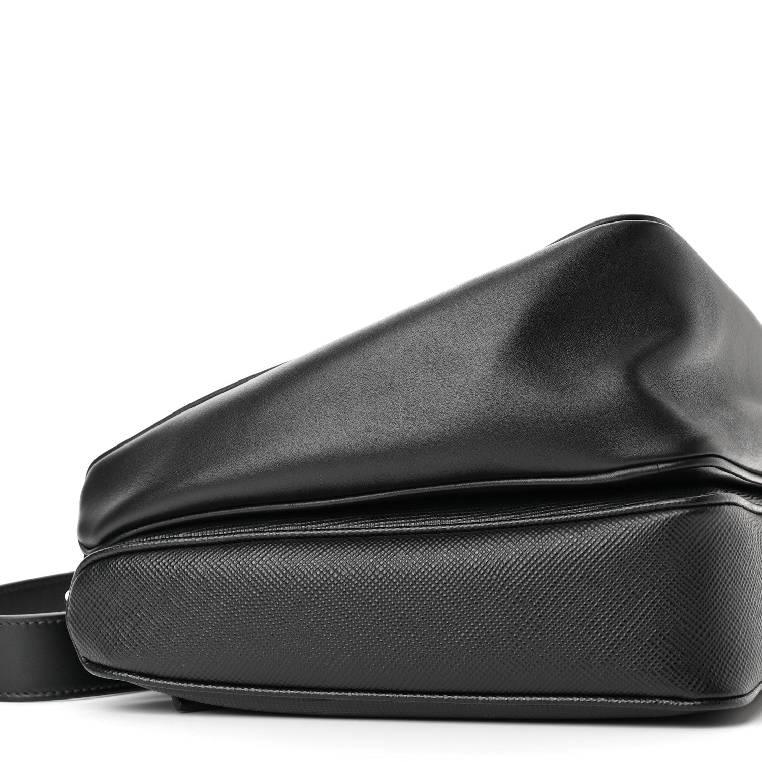 Prada Vitello Saffiano Cuir Double Triangle Shoulder Bag Black 9 of 10