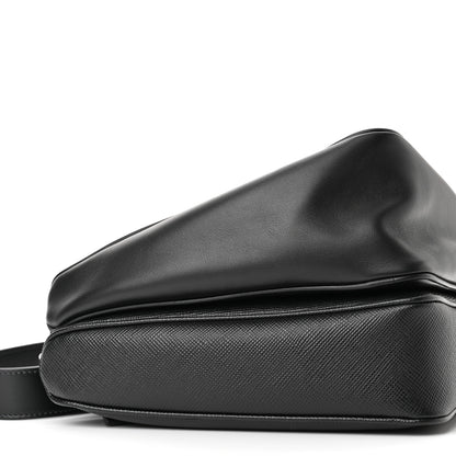 Prada Vitello Saffiano Cuir Double Triangle Shoulder Bag Black 9 of 10