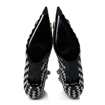 Balenciaga Wool Houndstooth BB Pointy Toe Ankle Booties 36 Black Ivory 5 of 9