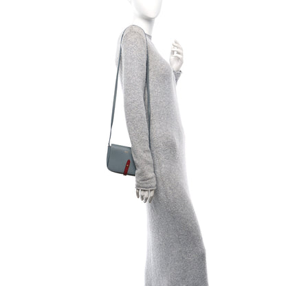 Celine Grained Shiny Calfskin Strap Clutch Blue Red 2 of 12