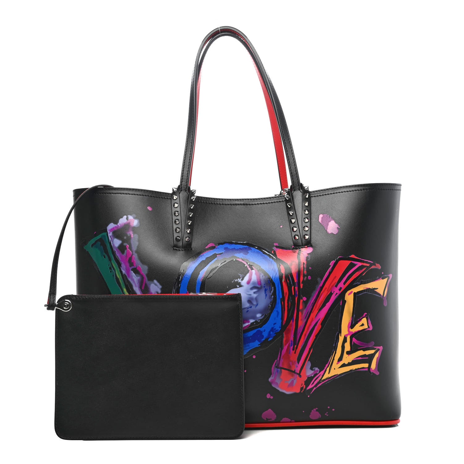 Christian Louboutin Calfskin In Love East West Cabata Tote Black Multicolor 1 of 4