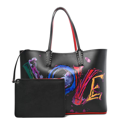 Christian Louboutin Calfskin In Love East West Cabata Tote Black Multicolor 1 of 4