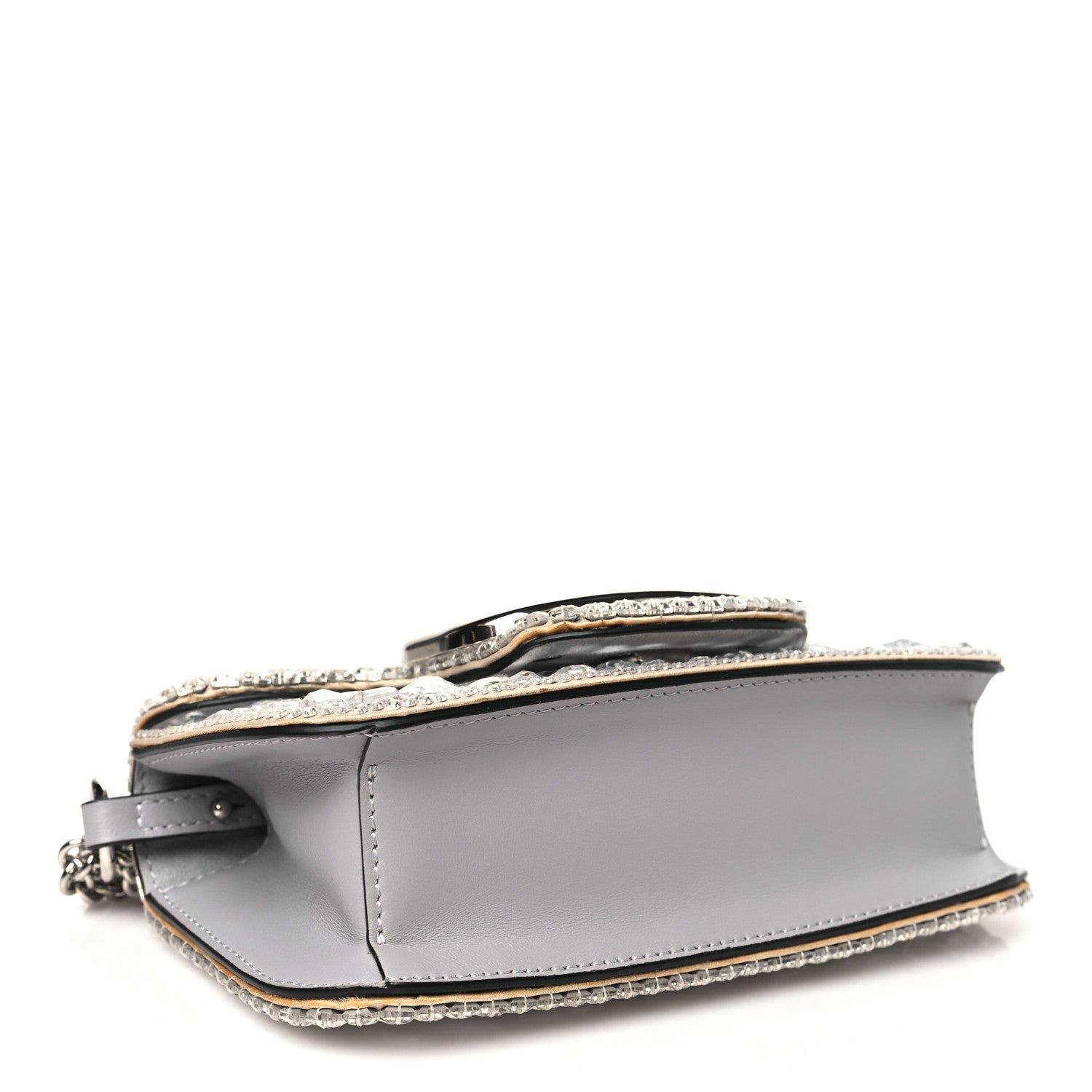 Valentino Garavani Crystal Nappa Enamel Vlogo Small Loco Shoulder Bag Silver 4 of 10