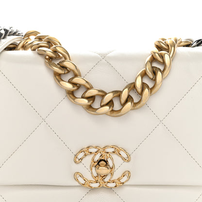 Chanel Goatskin Quilted Large Chanel 19 Flap White 9 of 11