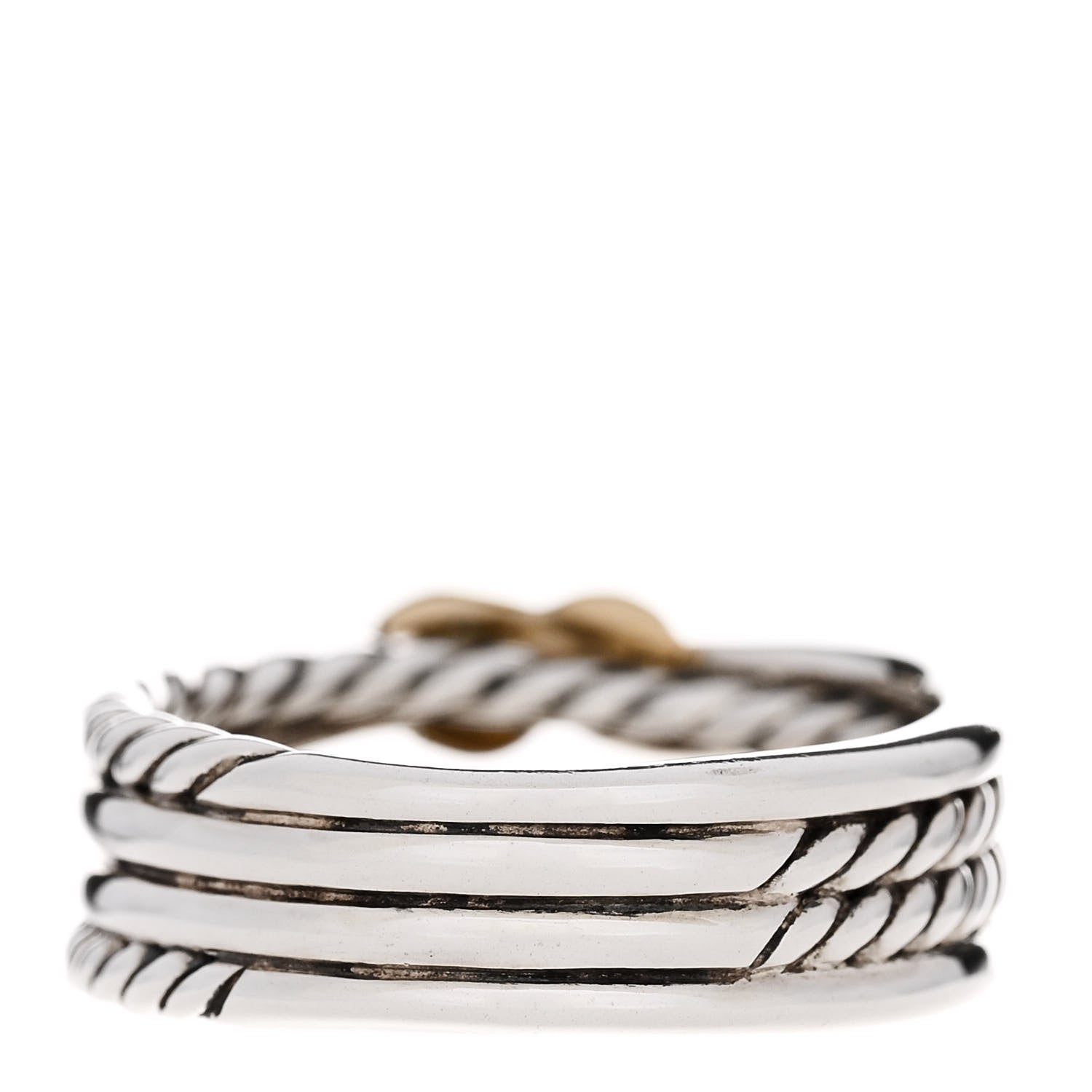 David Yurman Sterling Silver 18K Yellow Gold 6mm X Crossover Ring 50 5.5 3 of 4