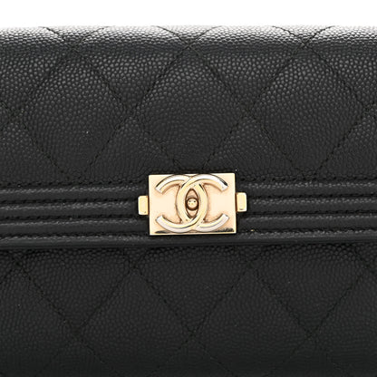 Chanel Caviar Quilted Large Boy Gusset Flap Wallet Black 8 of 10