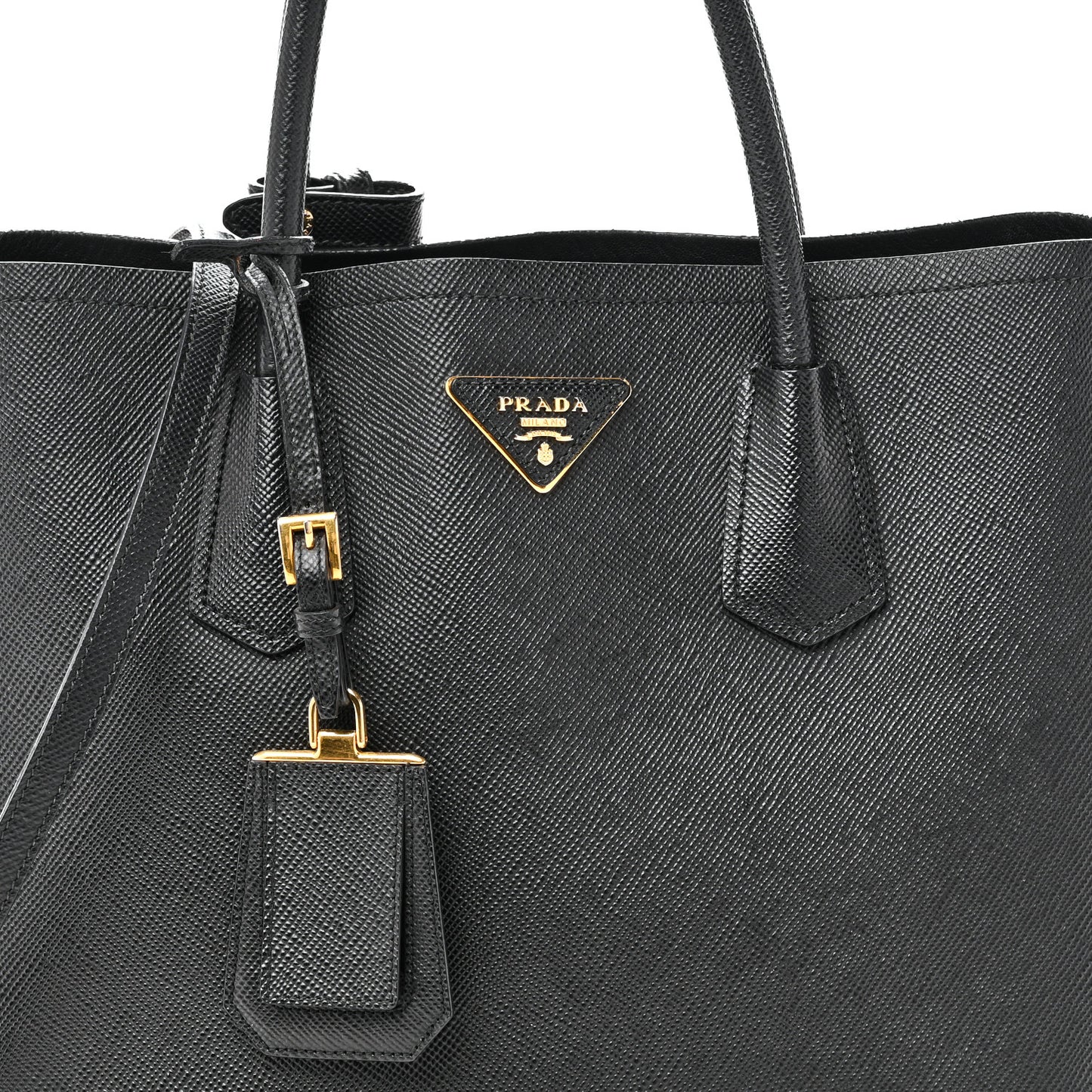 Saffiano Cuir Medium Double Bag Black