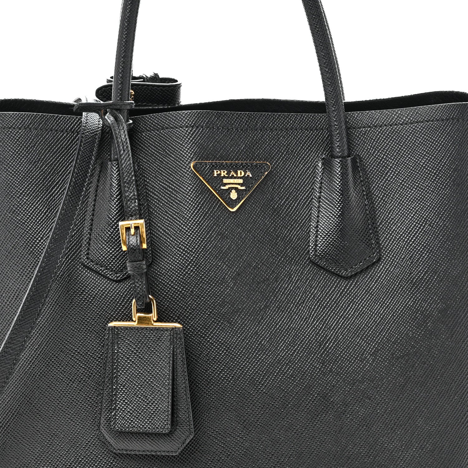 Prada Saffiano Cuir Medium Double Bag Black 7 of 9