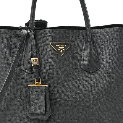 Prada Saffiano Cuir Medium Double Bag Black 7 of 9