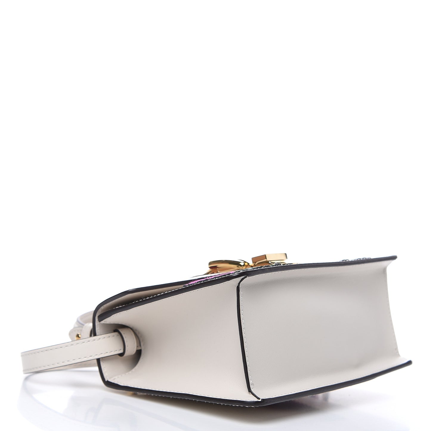Calfskin Embroidered Mini Sylvie Top Handle Bag White
