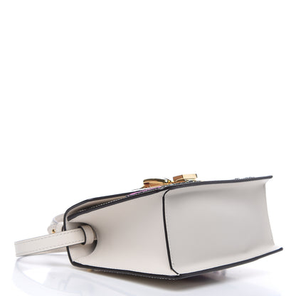 Gucci Calfskin Embroidered Mini Sylvie Top Handle Bag White 4 of 9