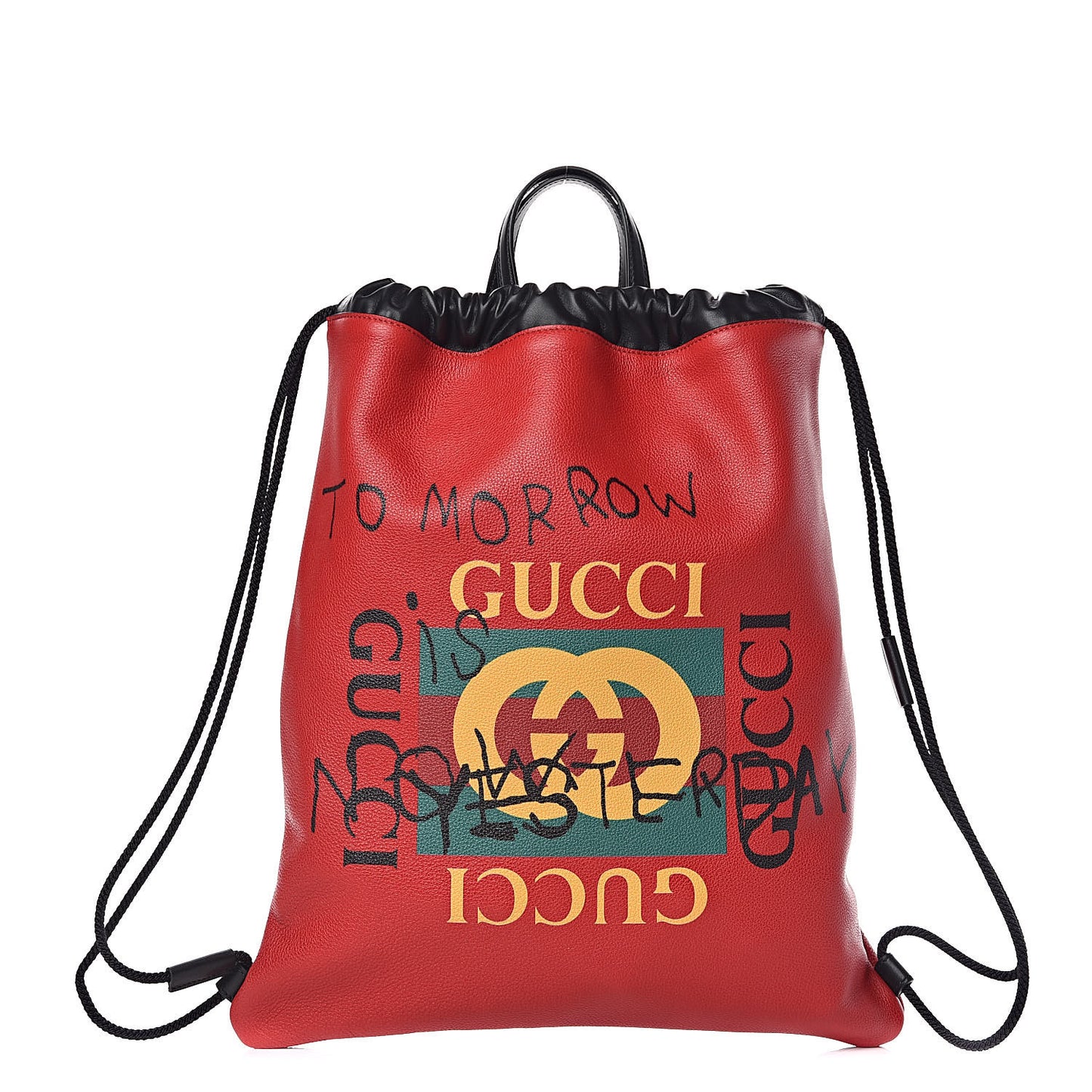 Calfskin Coco Capitan Logo Drawstring Backpack Hibiscus Red