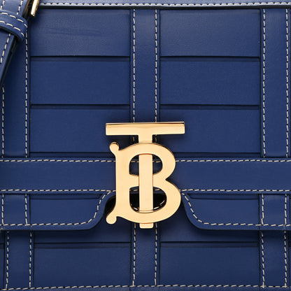 Burberry Calfskin Woven Small TB Bag Ink Blue 8 of 10